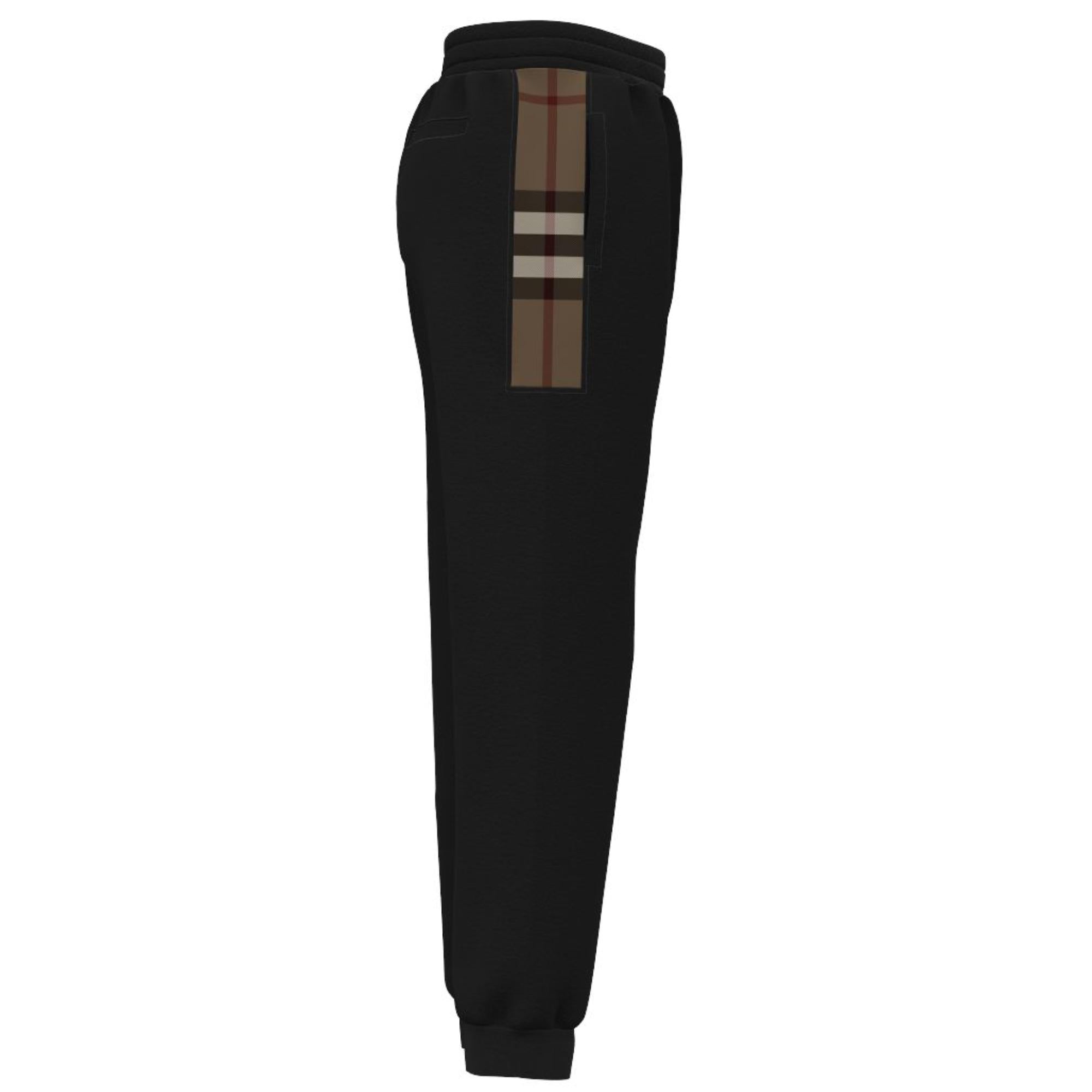 체크 패널 코튼 블렌드 조깅 팬츠