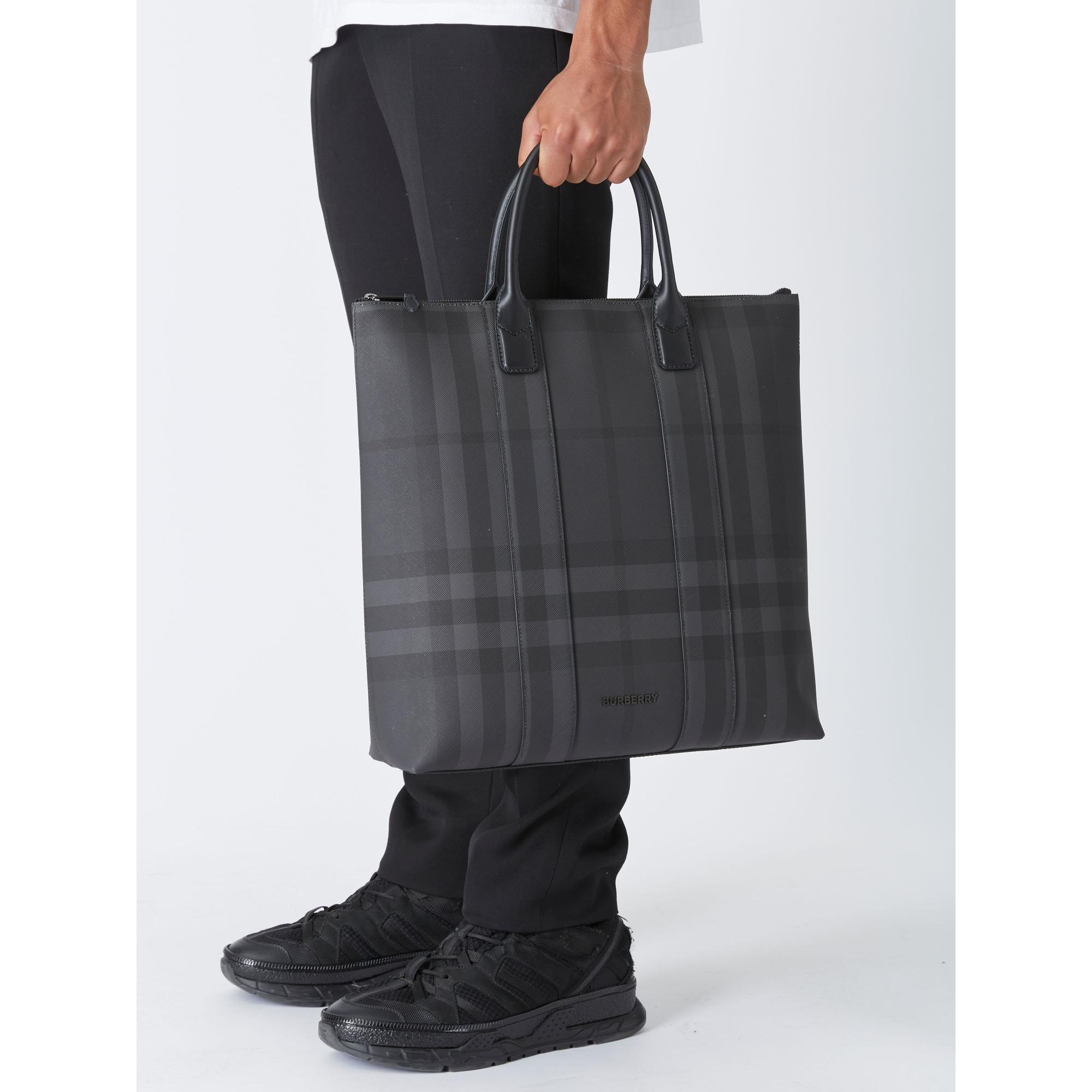 차콜 체크 스털링 토트