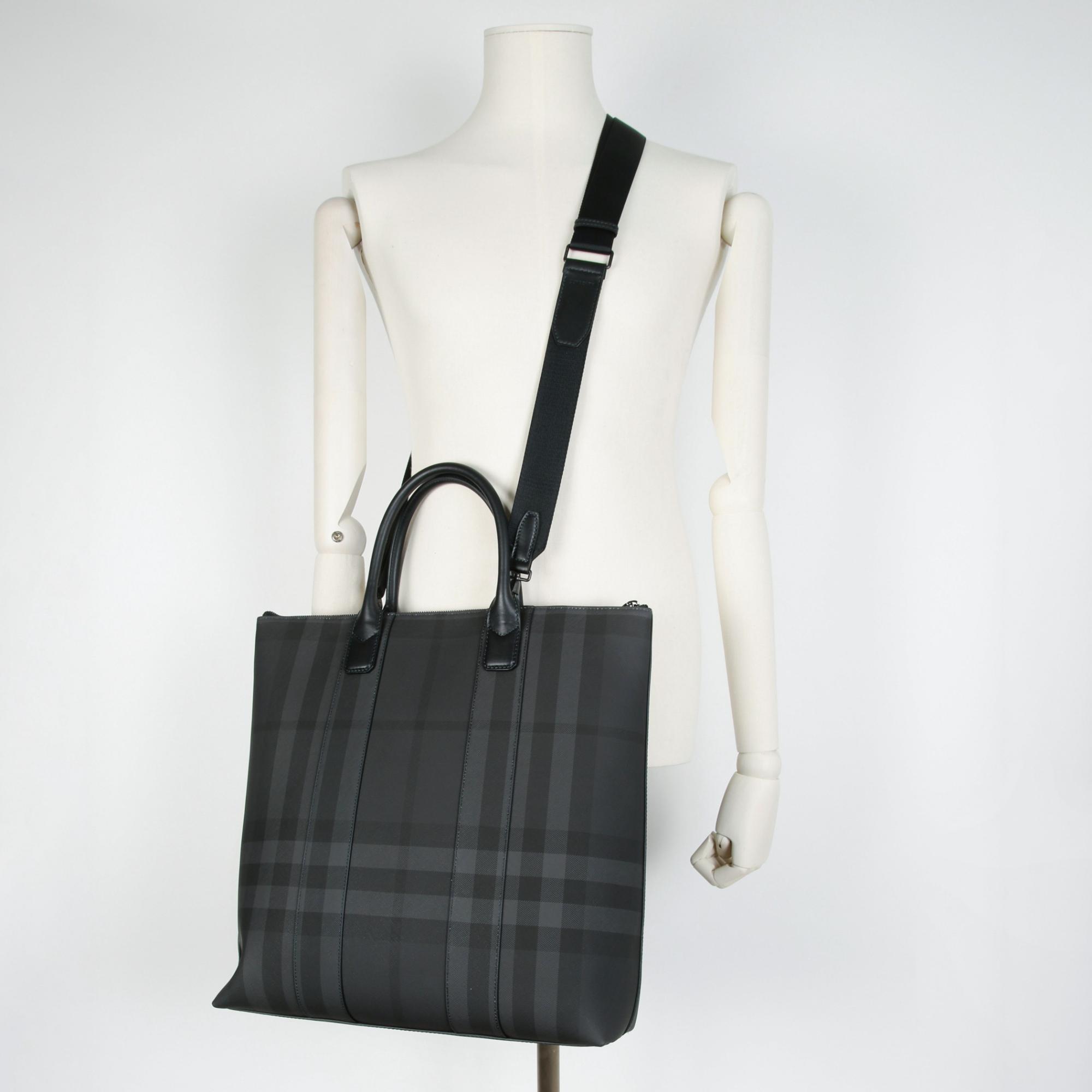 차콜 체크 스털링 토트