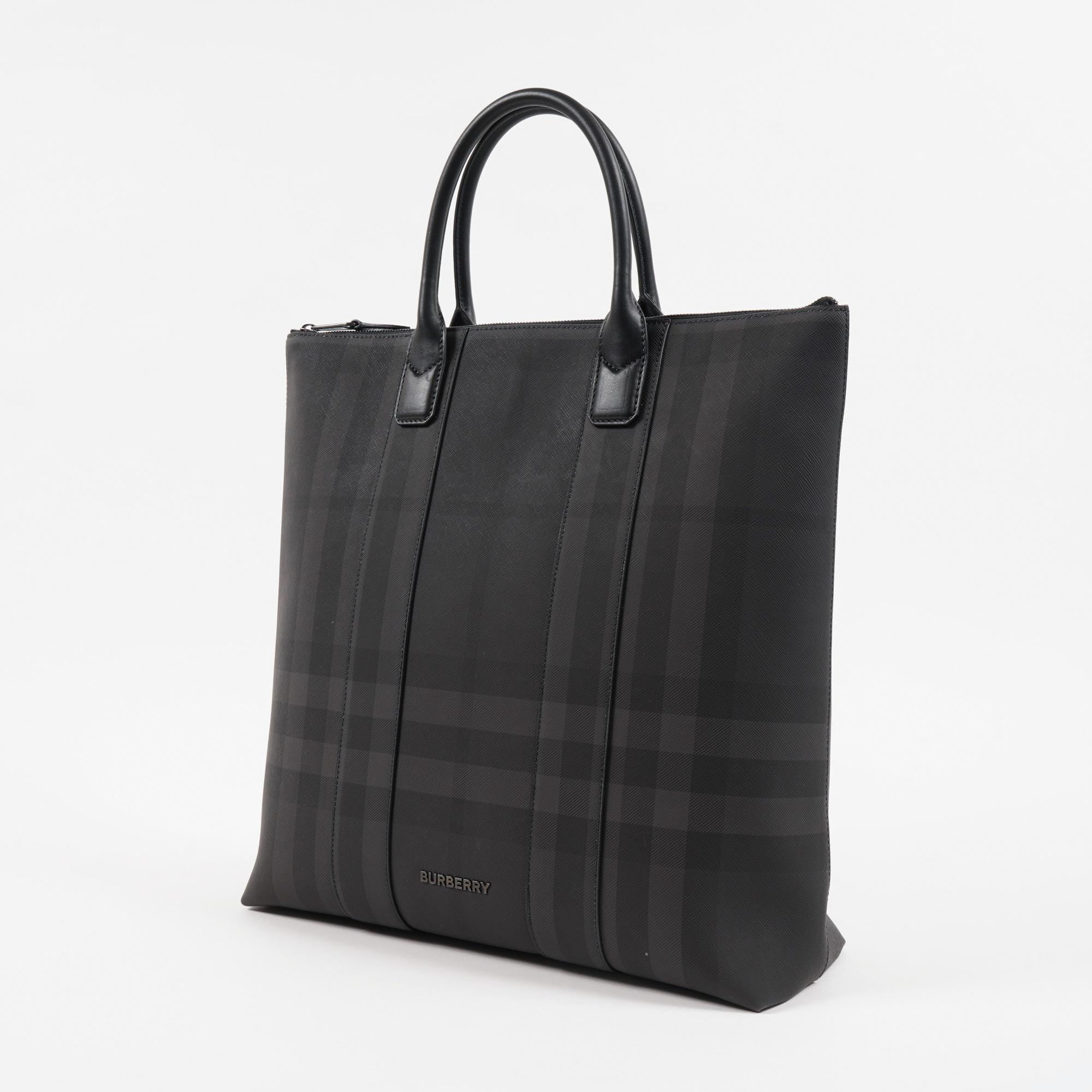 차콜 체크 스털링 토트