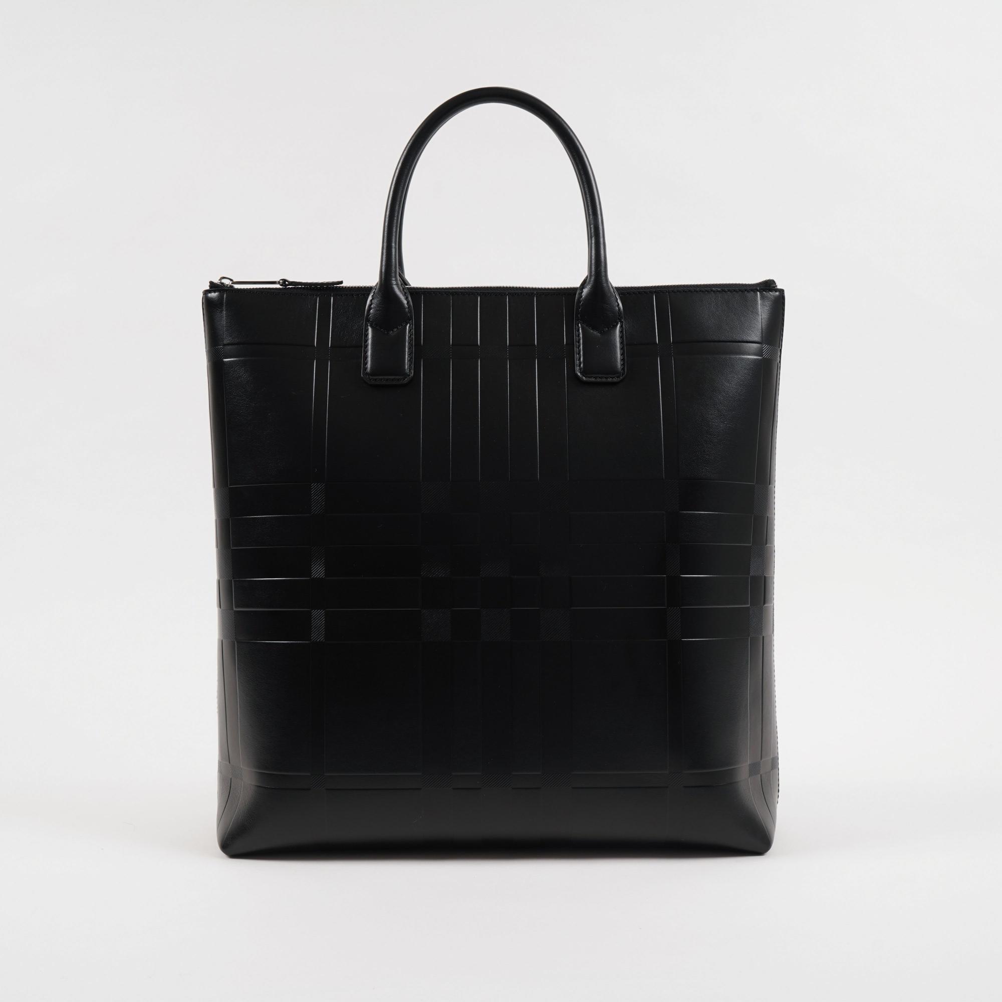 엠보싱 체크 레더 토트