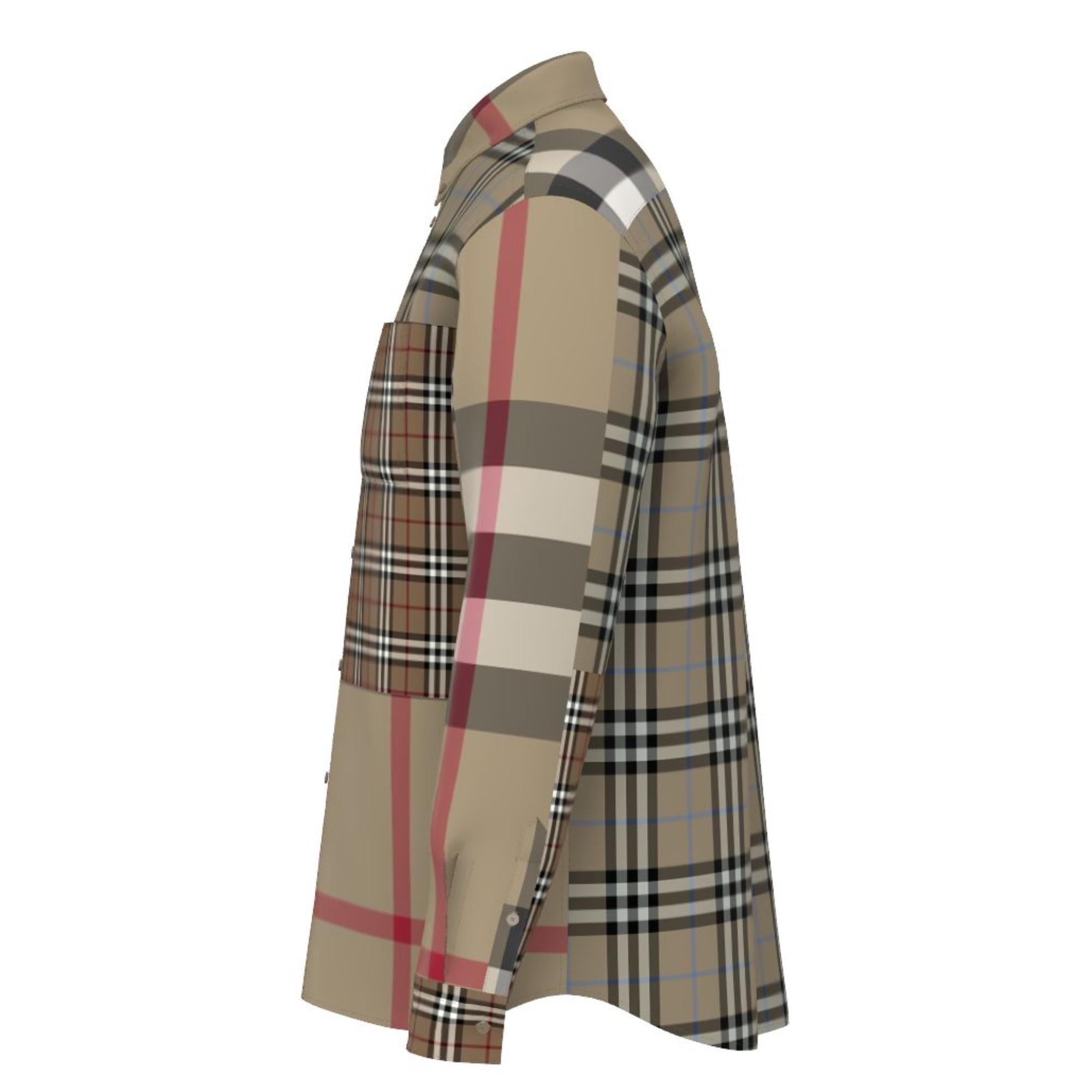 패치워크 체크 코튼 셔츠