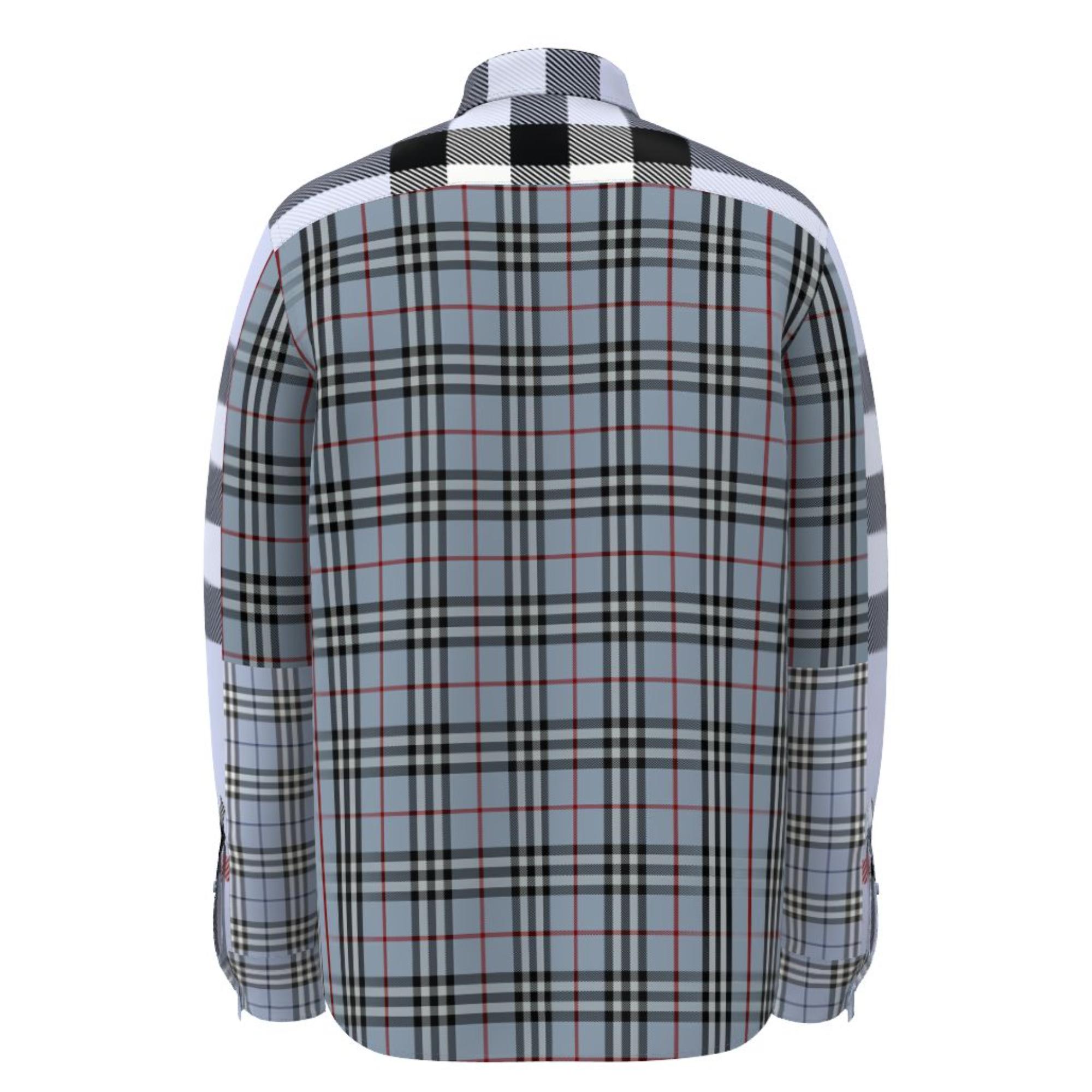 패치워크 체크 코튼 셔츠