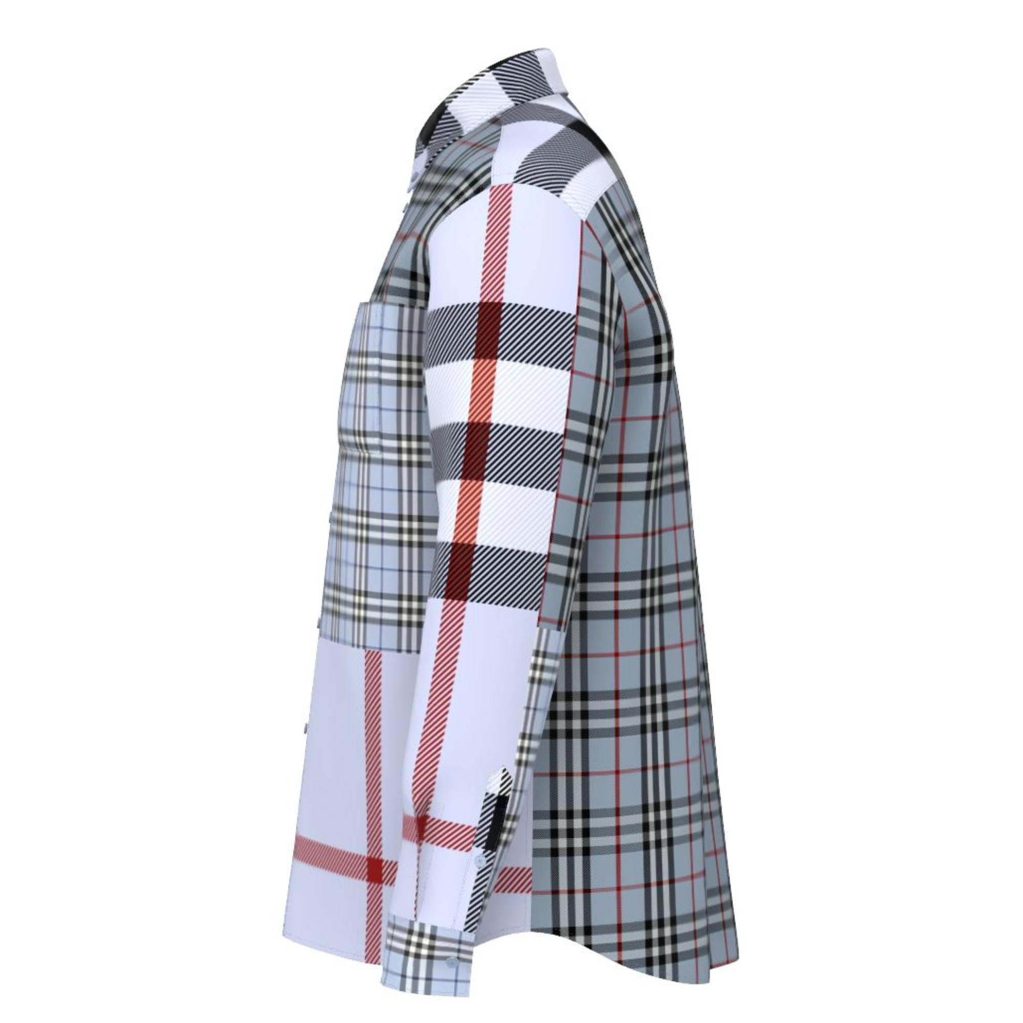 패치워크 체크 코튼 셔츠