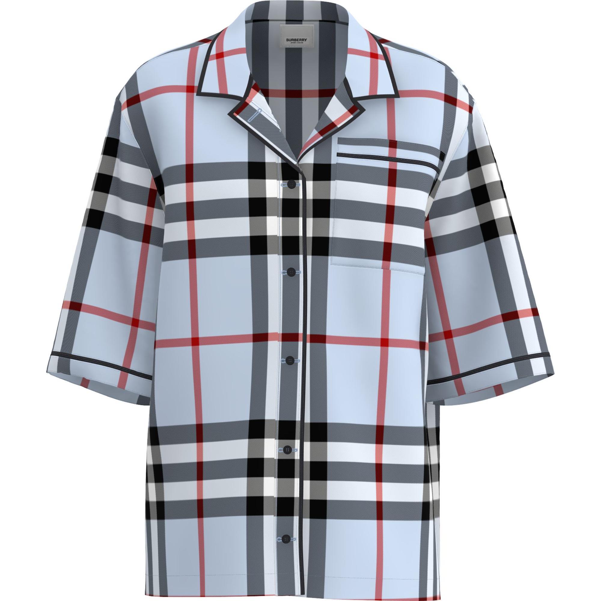 체크 실크 파자마 셔츠