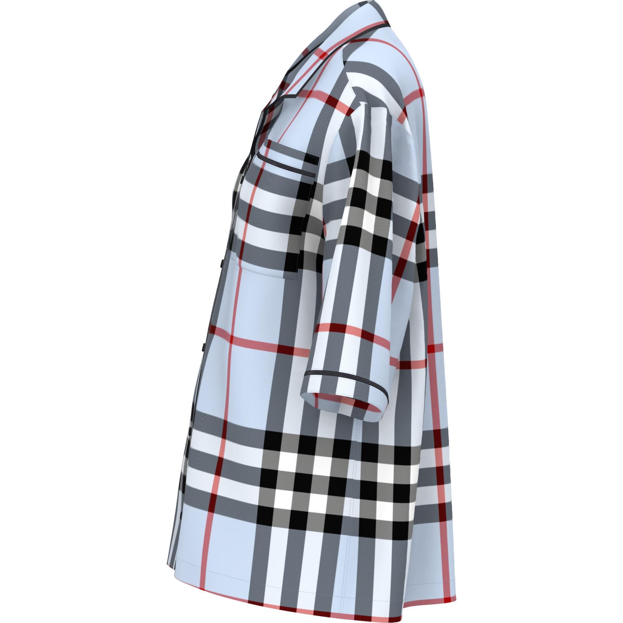 체크 실크 파자마 셔츠