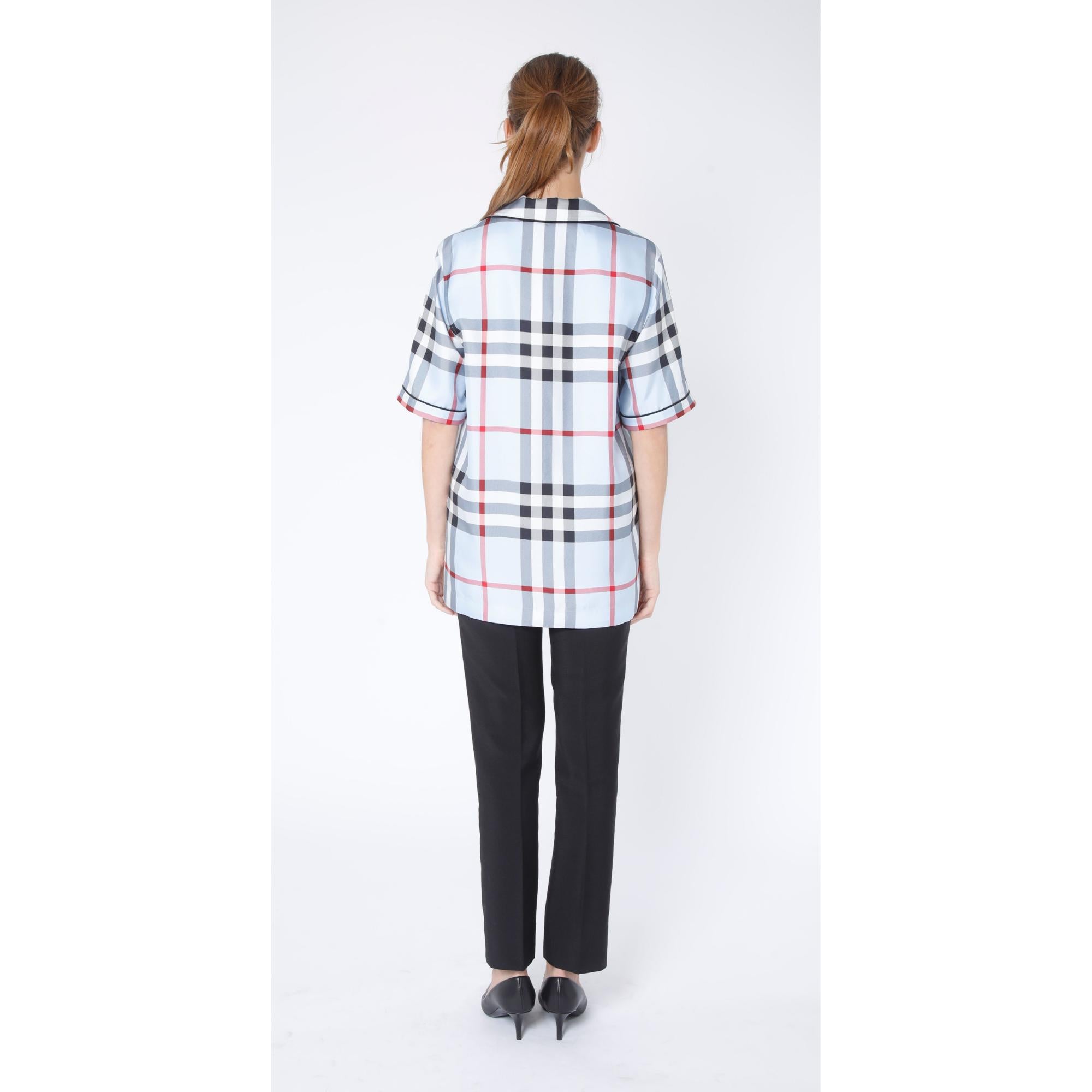 체크 실크 파자마 셔츠