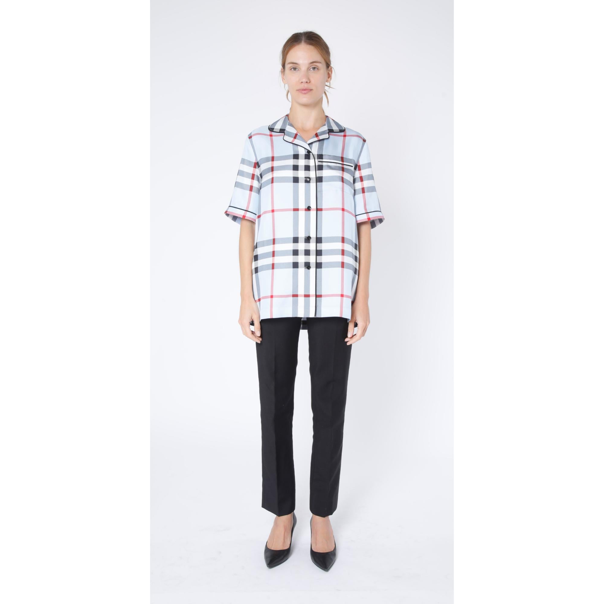 체크 실크 파자마 셔츠