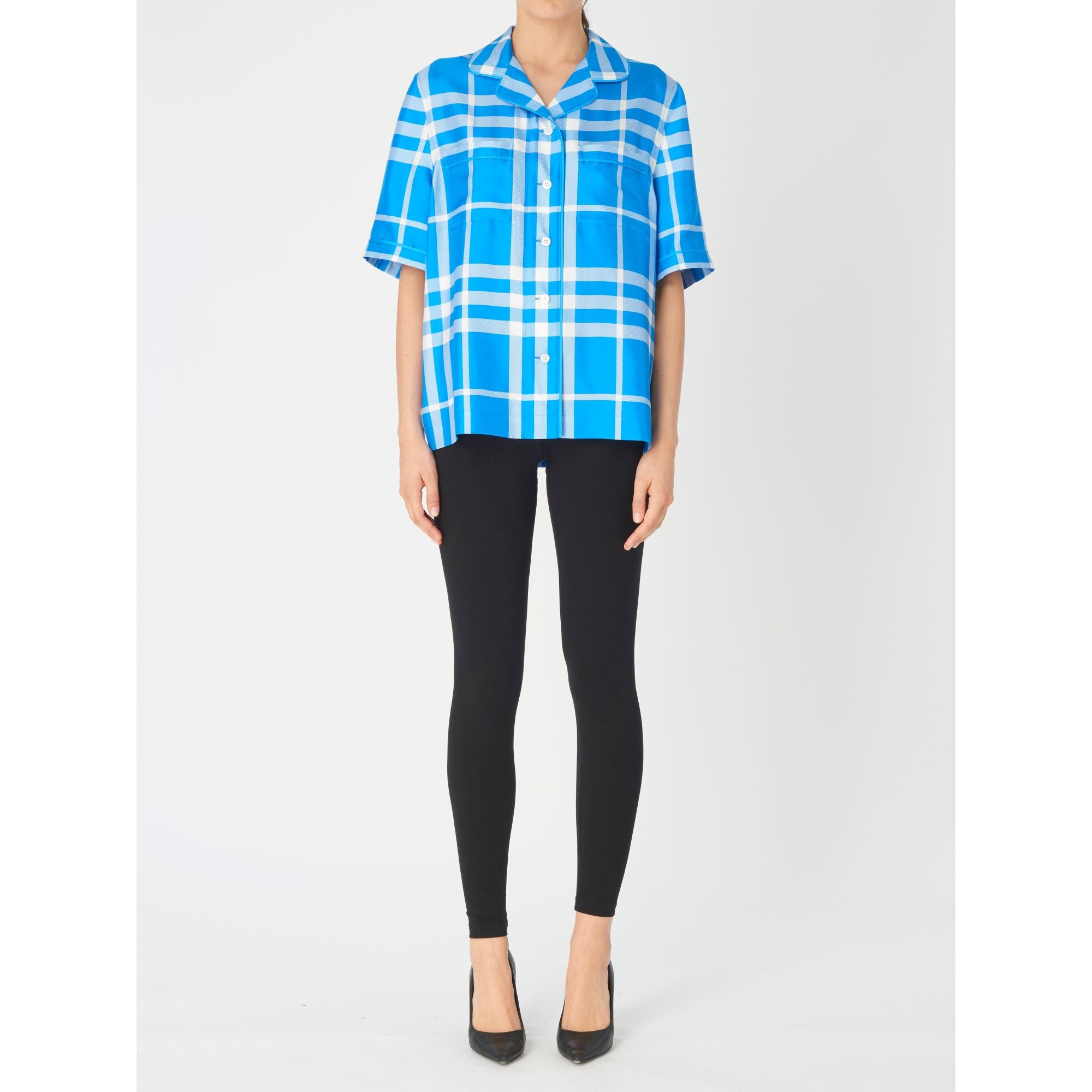 이그재저레이트 체크 실크 파자마 셔츠