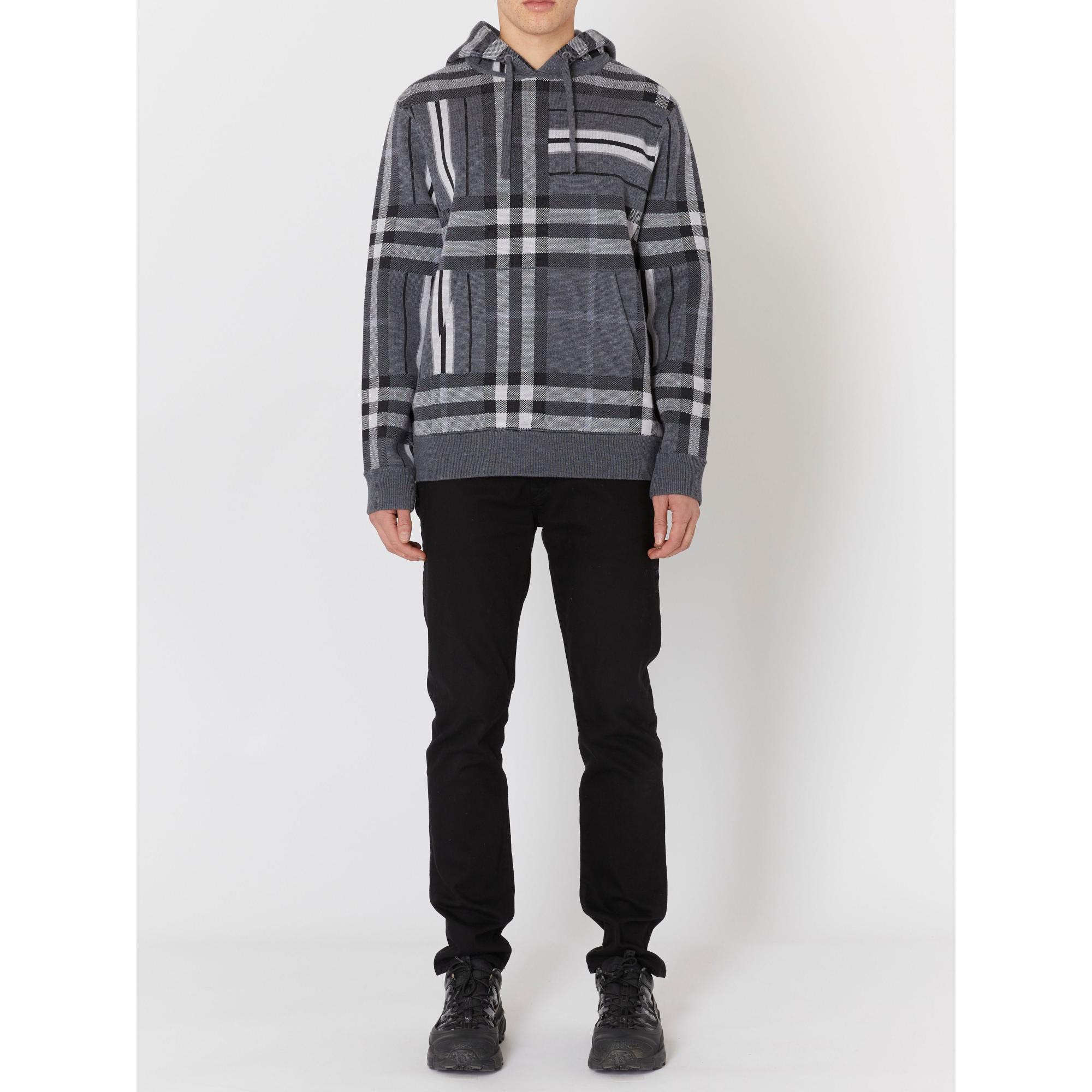 체크 스트라이프 울 블렌드 자카드 후디