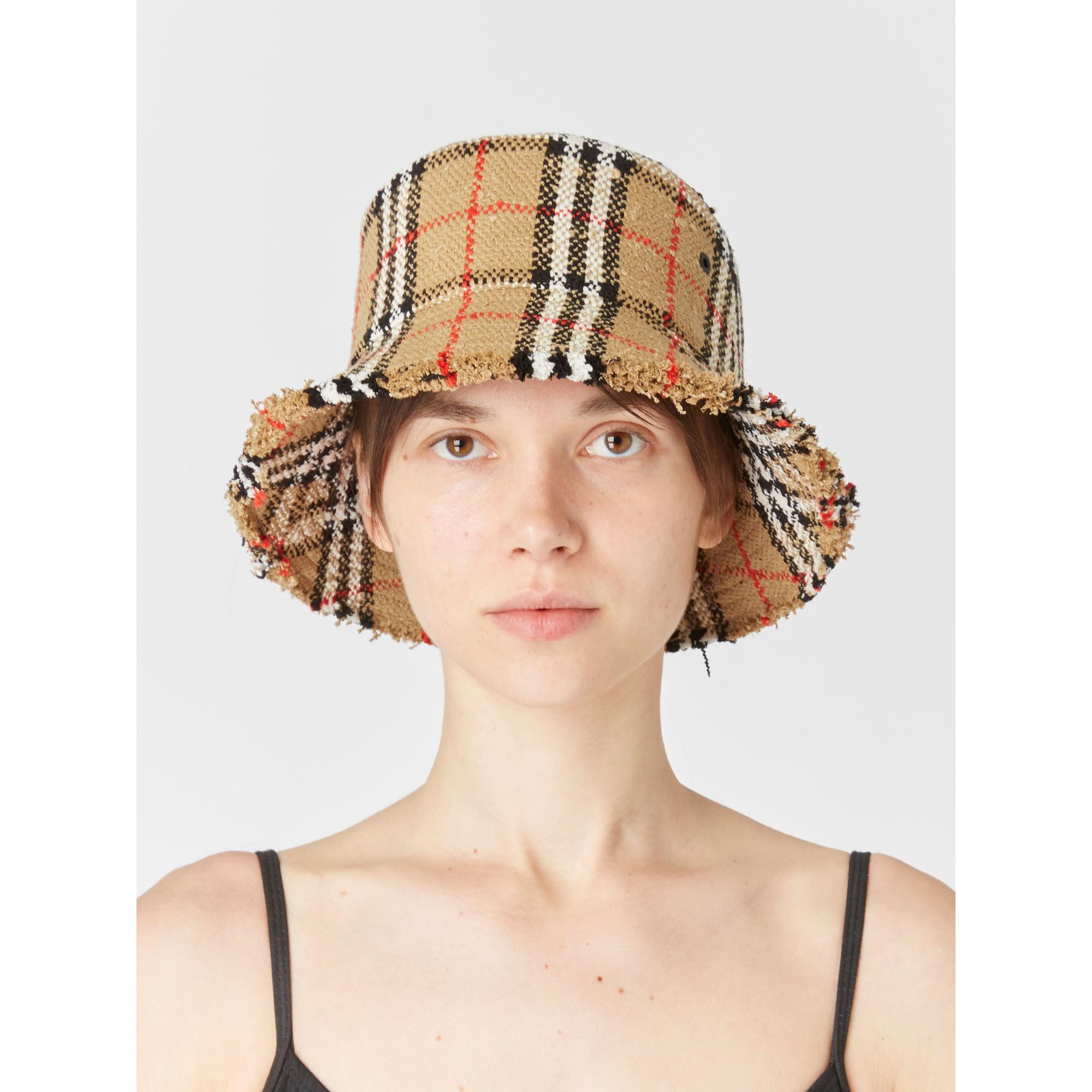 체크 부클레 버킷 햇