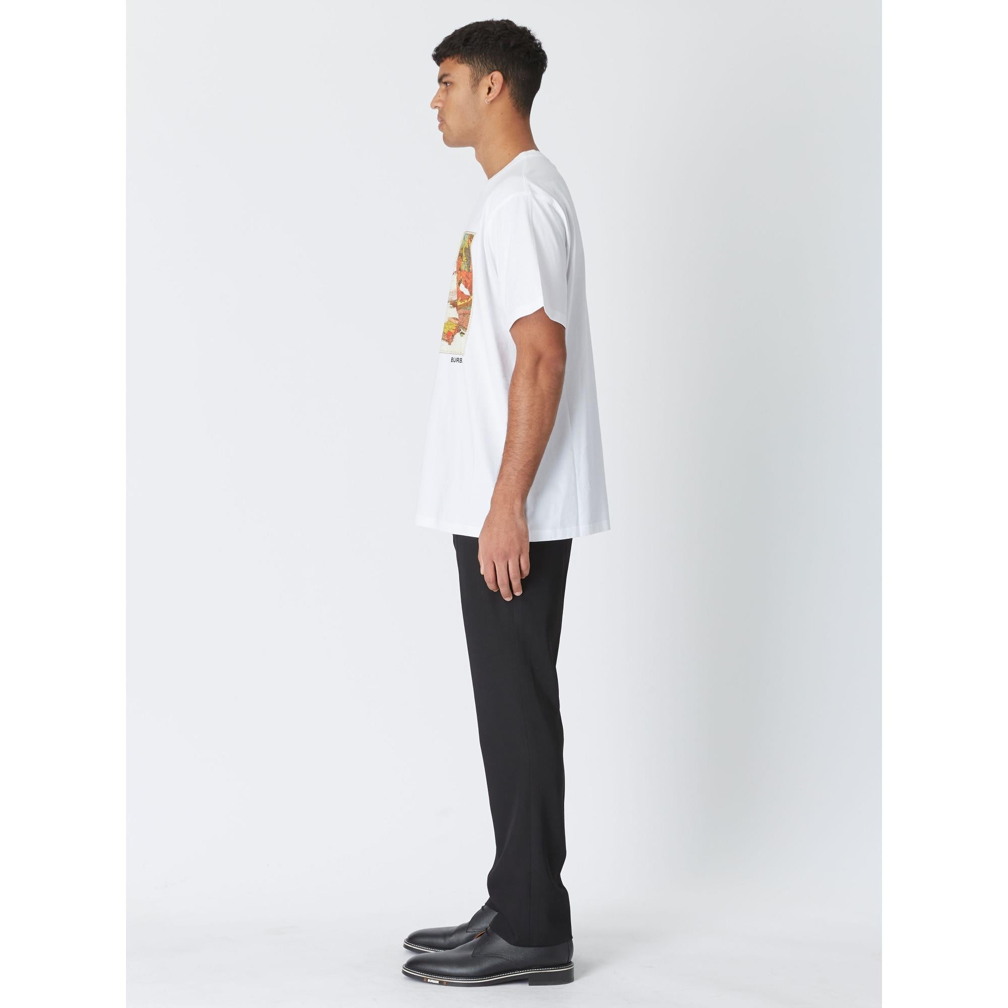 맵 프린트 코튼 오버사이즈 티셔츠