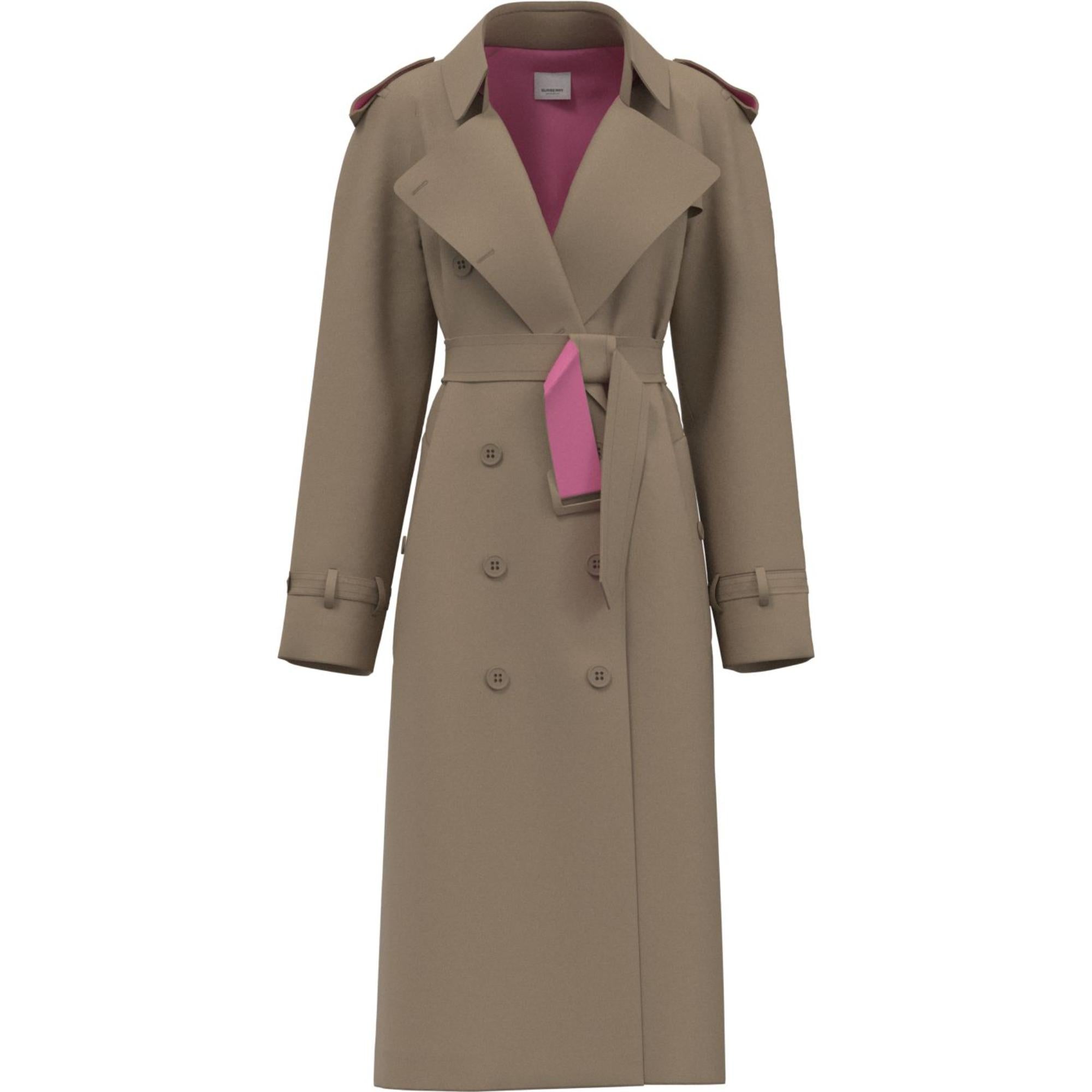 콘트라스트 트리밍 코튼 개버딘 트렌치코트