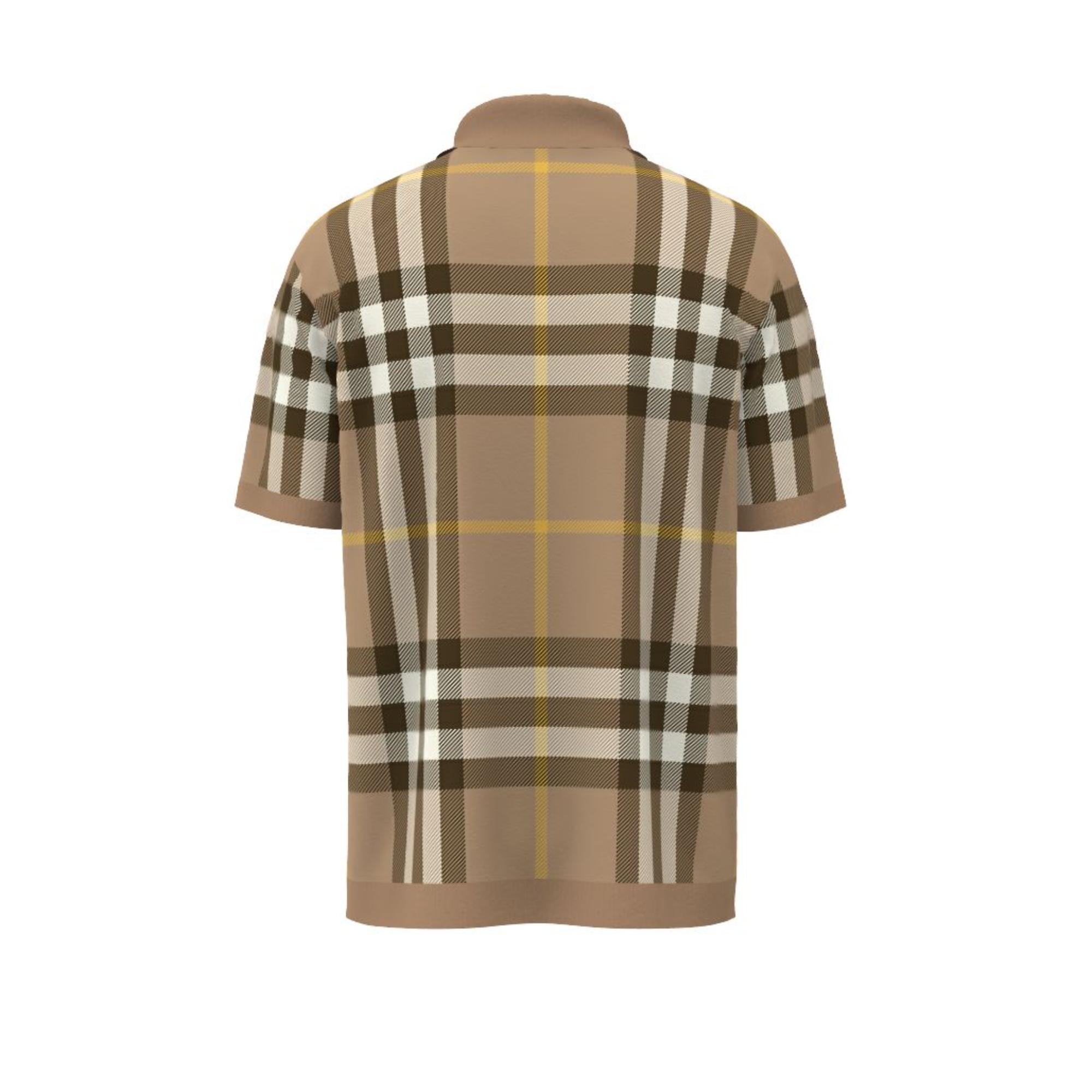 체크 실크 울 자카드 폴로셔츠