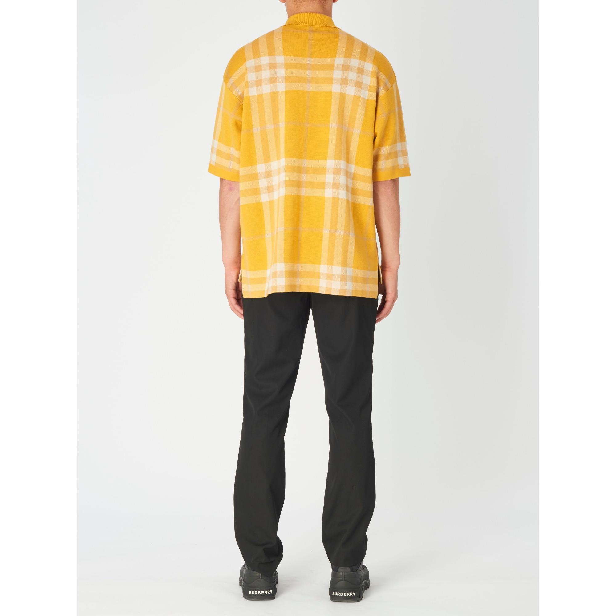 체크 실크 울 자카드 폴로셔츠