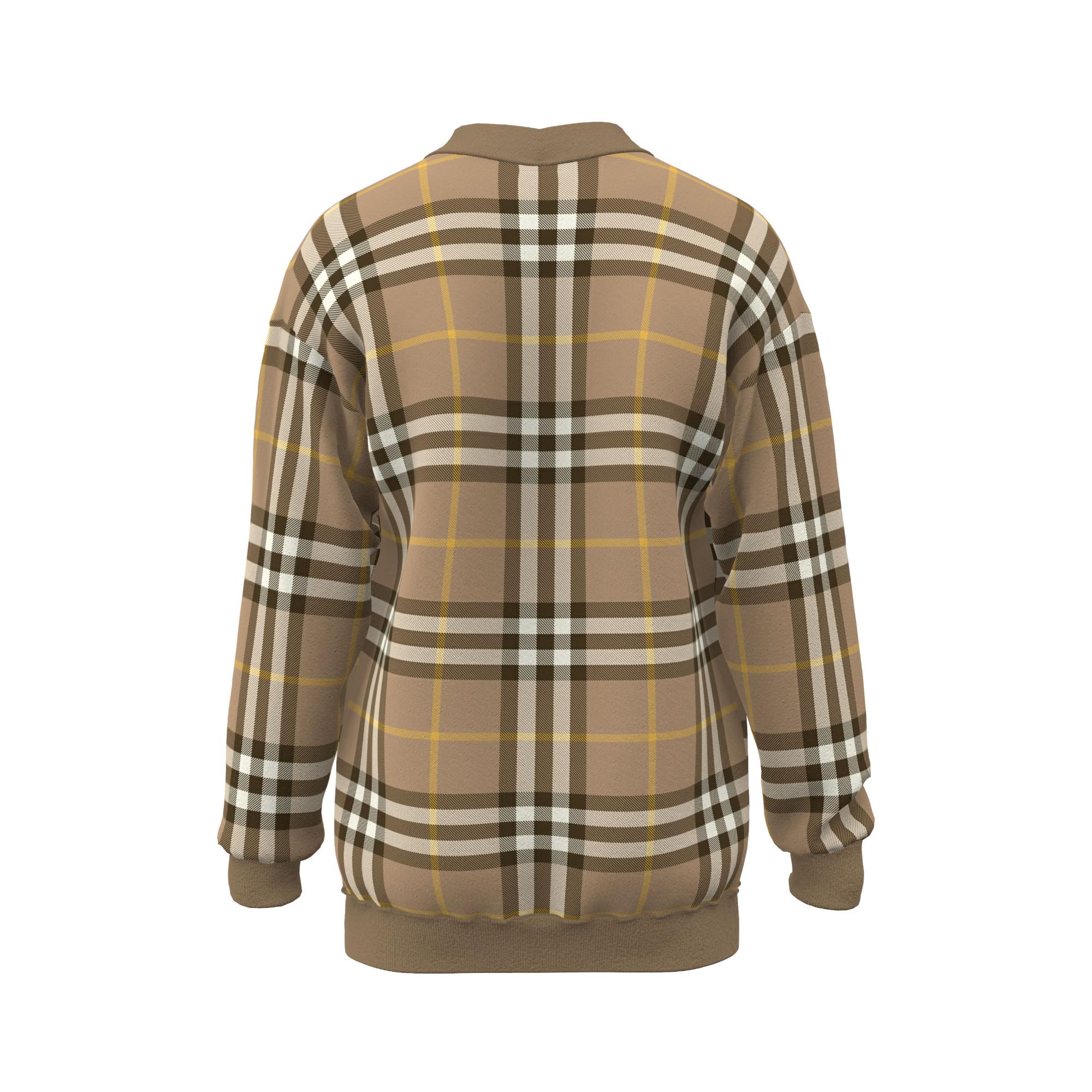 체크 울 캐시미어 자카드 카디건