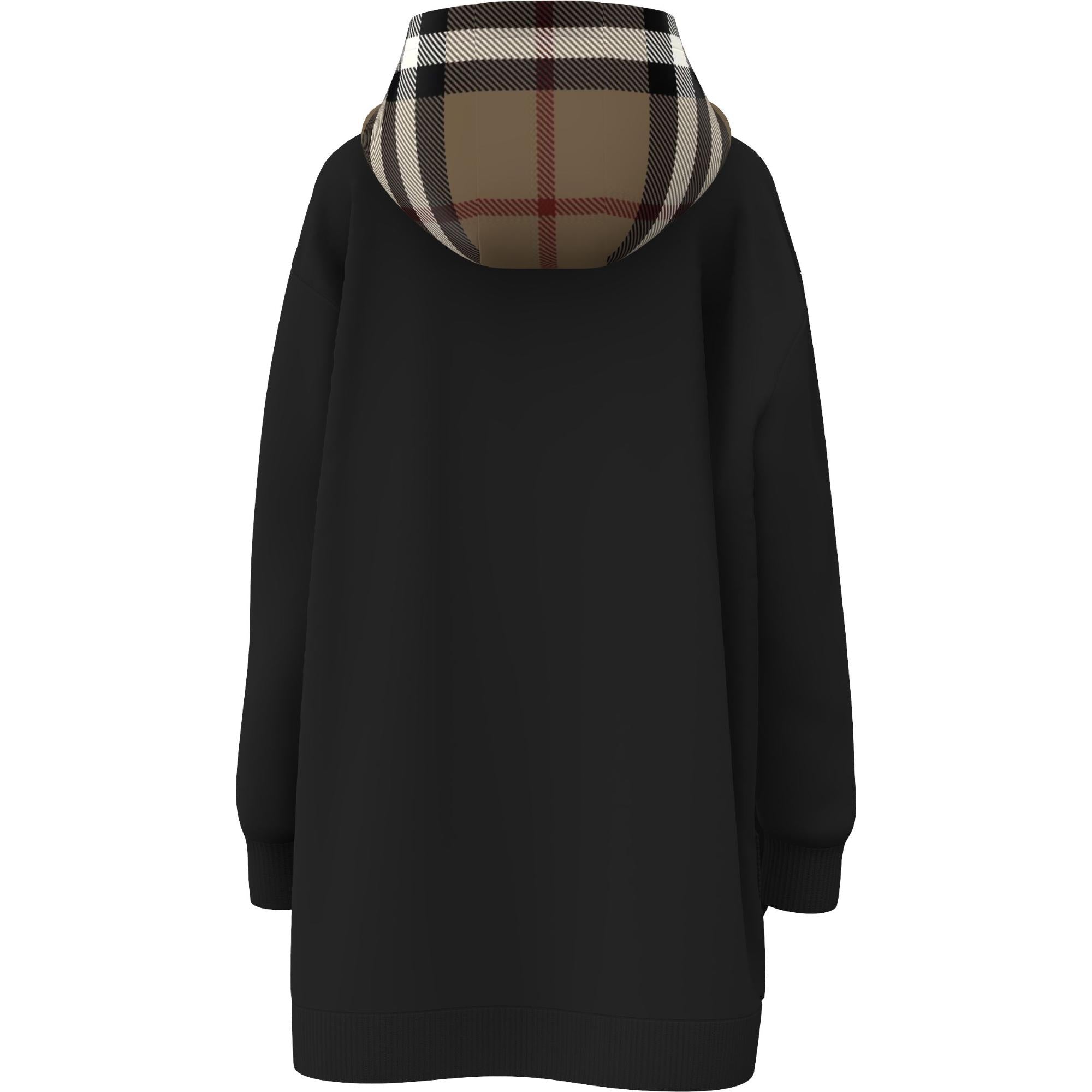 체크 후드 코튼 오버사이즈 지퍼 후디