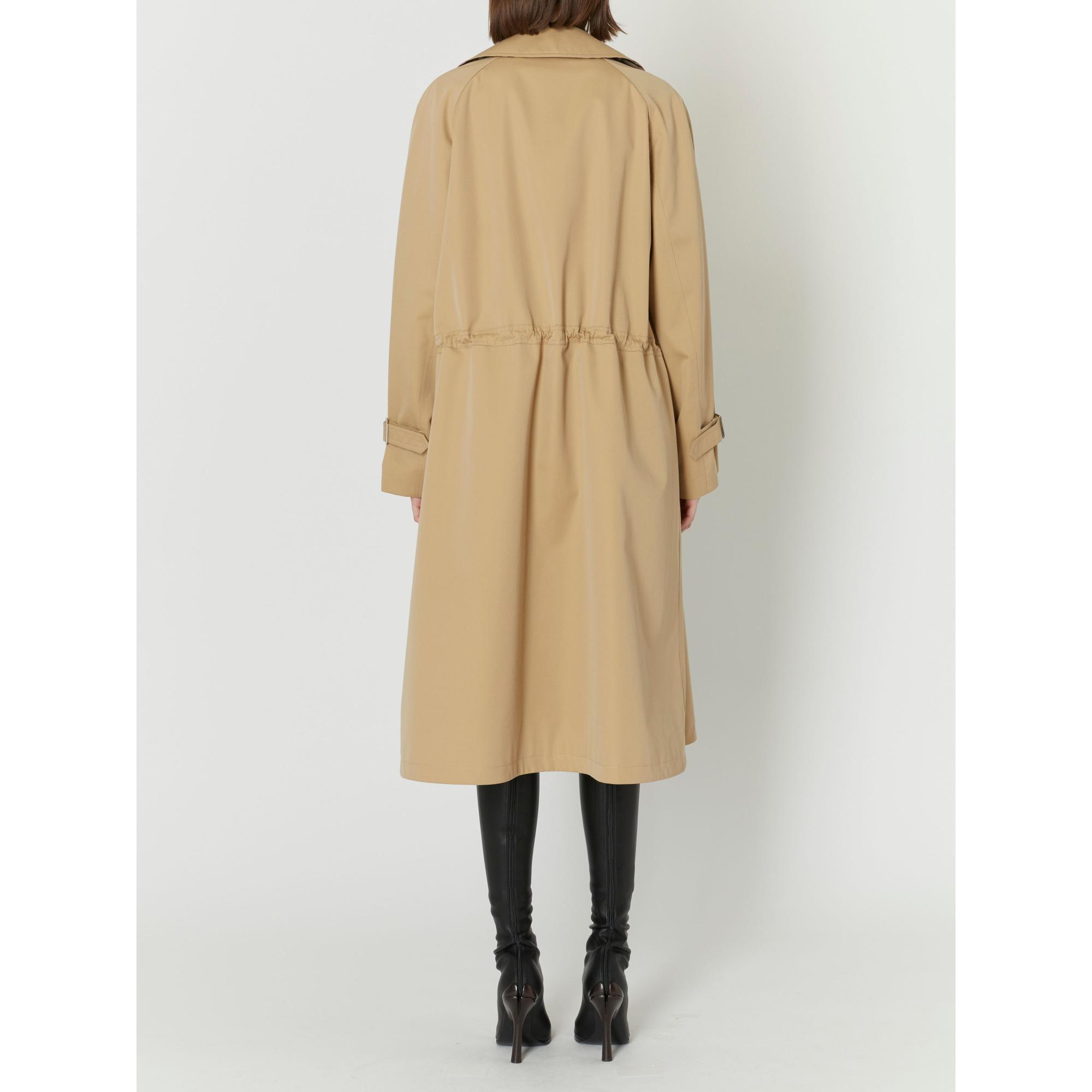 드로스트링 디테일 코튼 개버딘 카 코트