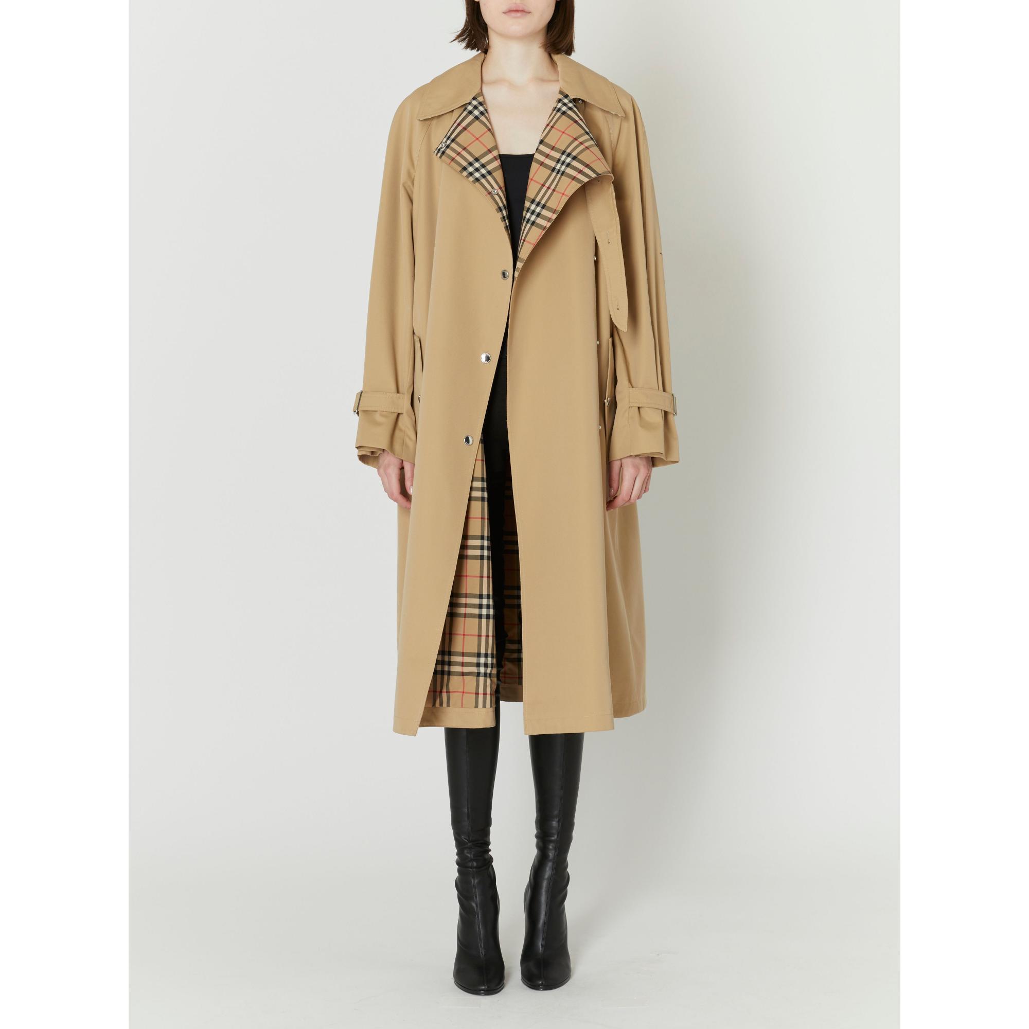 드로스트링 디테일 코튼 개버딘 카 코트