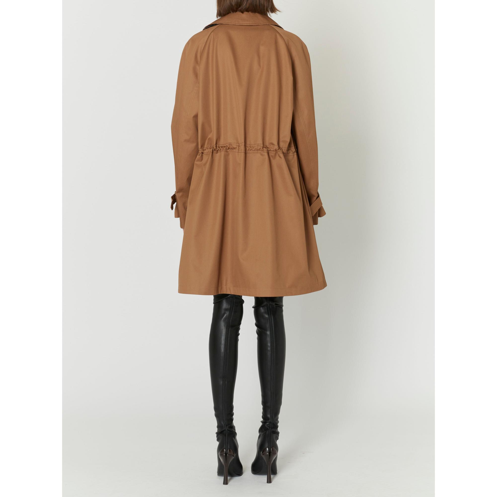 미드 렝스 체크 라펠 개버딘 카 코트