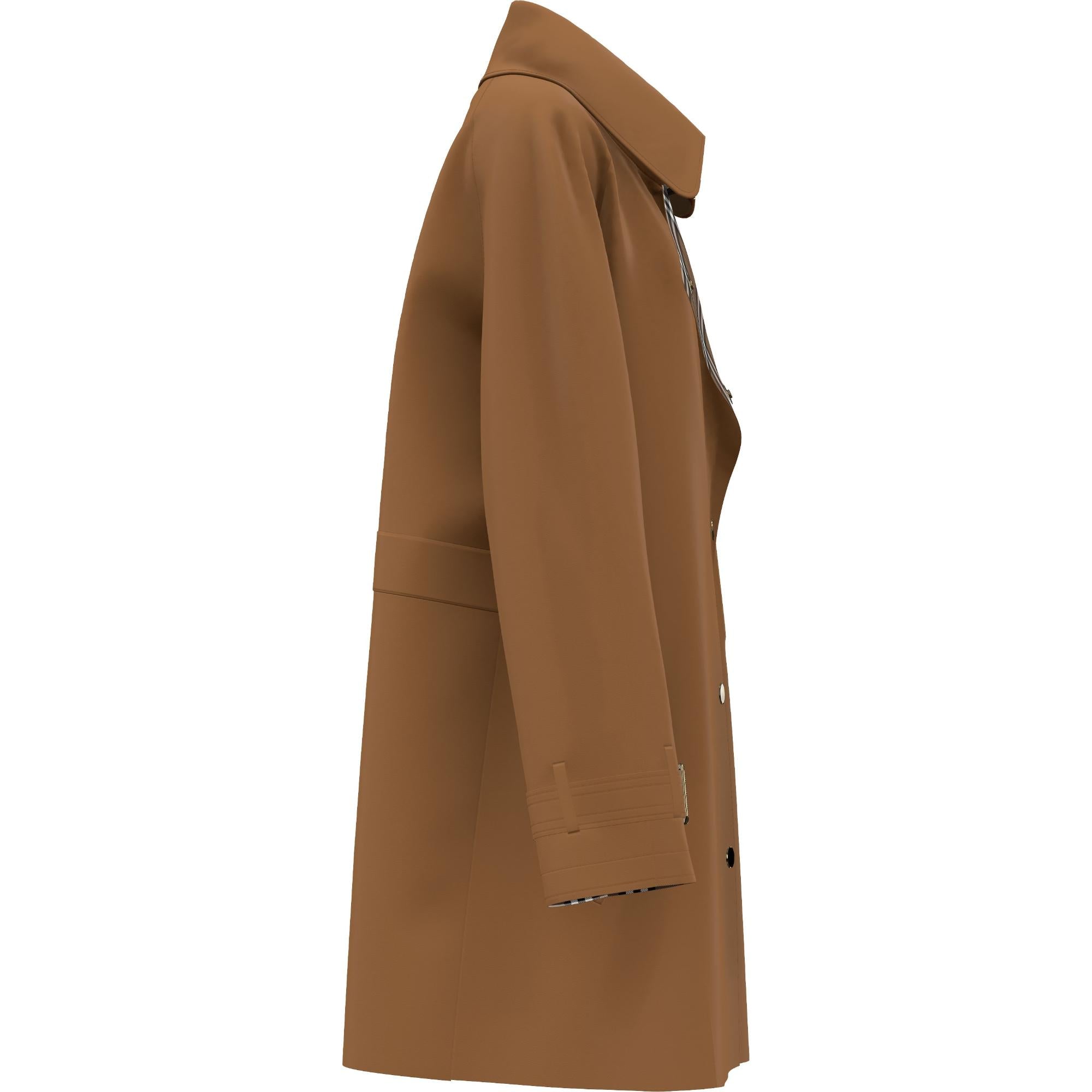 미드 렝스 체크 라펠 개버딘 카 코트